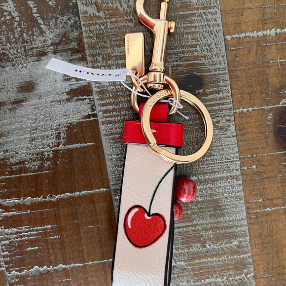 Coach Cherry Keychain with Red and Gold Details NWT - Picture 4 of 5